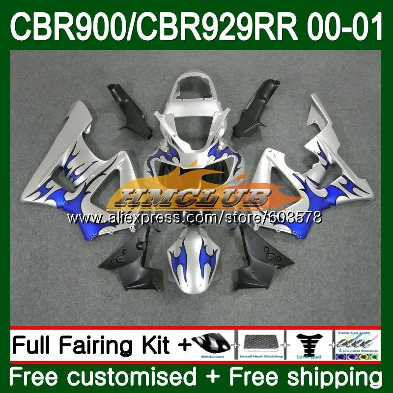 

Body For HONDA CBR900 RR CBR 929RR CBR 929 RR 2000 2001 77CL.15 CBR 900RR CBR900RR CBR929 RR CBR929RR 00 01 Blue flames Fairing