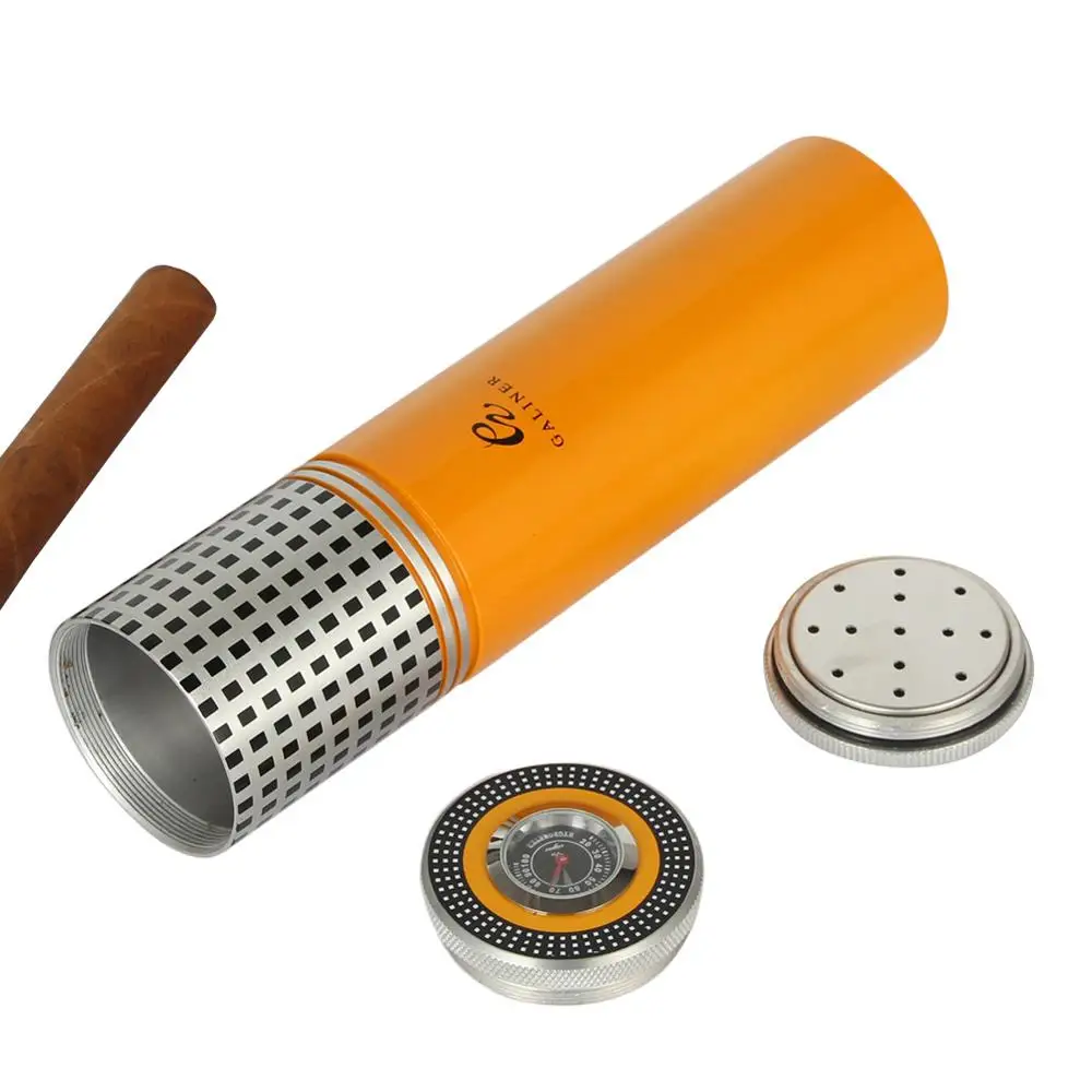 COHIBA портсигар трубка путешествия Humidor чехол для сигар банка портативный алюминиевый открытый коробка для сигар Humidor с увлажнитель с гигрометром
