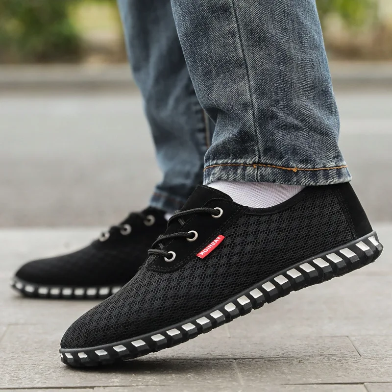 Новинка летняя дышащая сетчатая повседневная обувь для мужчин модная Спортивная