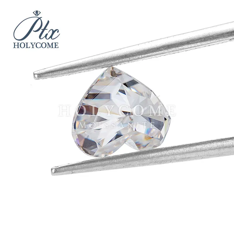 

7x7mm D Clarity VVS1 High quality Crushed Ice Heart cut loose moissanite gemstone VVS WuZhou Holycome Moissanite