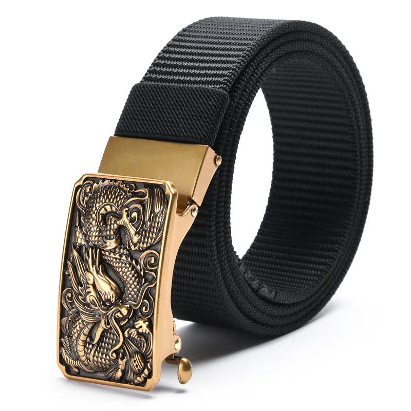 

New Men's Casual Tactical Waistband Automatic Checkoff Animal Patterns Buckle Belt Extended Edition 150cm Nylon Woven Women Belt