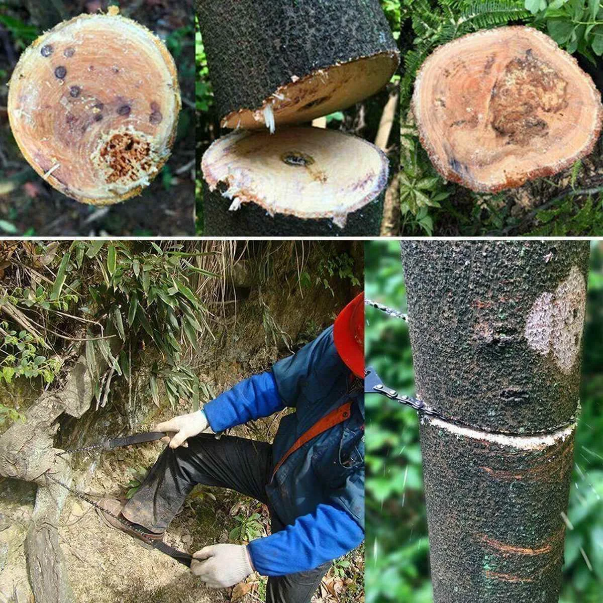 

Portable Emergency Chain Saw High Reach Hand Rope Blades on Both Side Outdoor Camping Hiking Wood Cutter Saw 48" with Bag