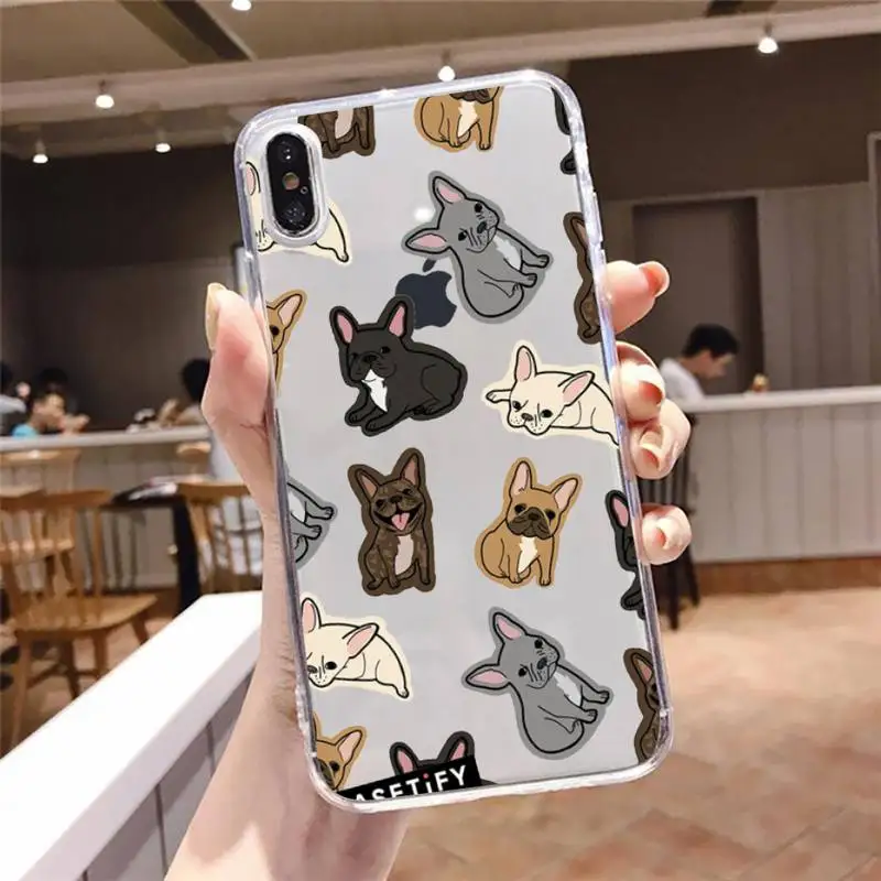 

Hot French Bulldog Dog Phone Case Transparent soft For iphone 5 5s 5c se 6 6s 7 8 11 12 plus mini x xs xr pro max