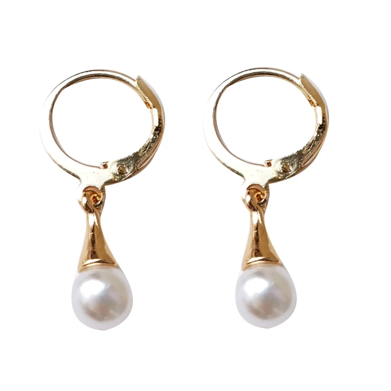 

Trendy Jewelry Geometric Earrings 2021 New Design Simulated Pearl Hot Selling Drop Earrings For Girl Lady Gifts