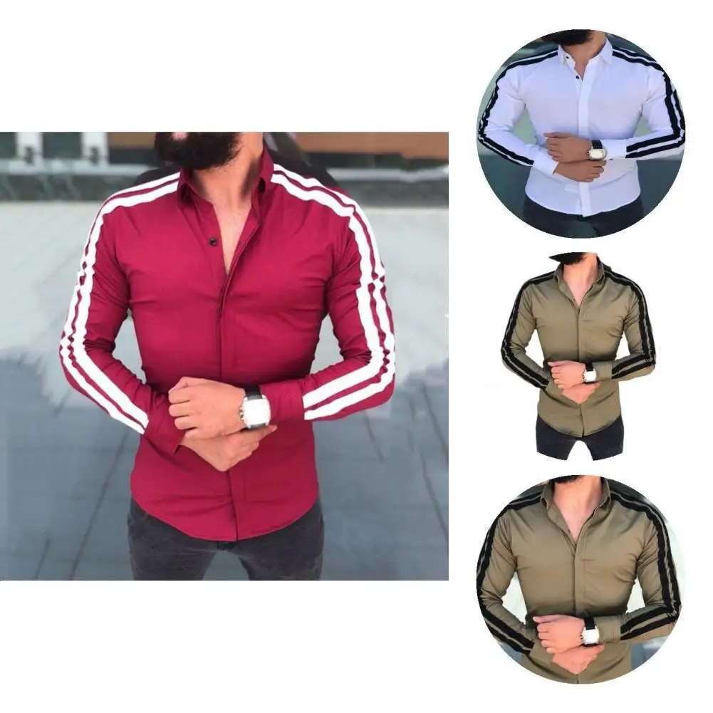 

Chic Office Shirt Single Breasted Handsome Formal Shirt Slim Fit Male Autumn Shirt