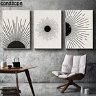 Современные настенные художественные плакаты середины века, иллюстрации солнца, картины, блок, холст, печать, нейтральные абстрактные настенные картины, декор для спальни