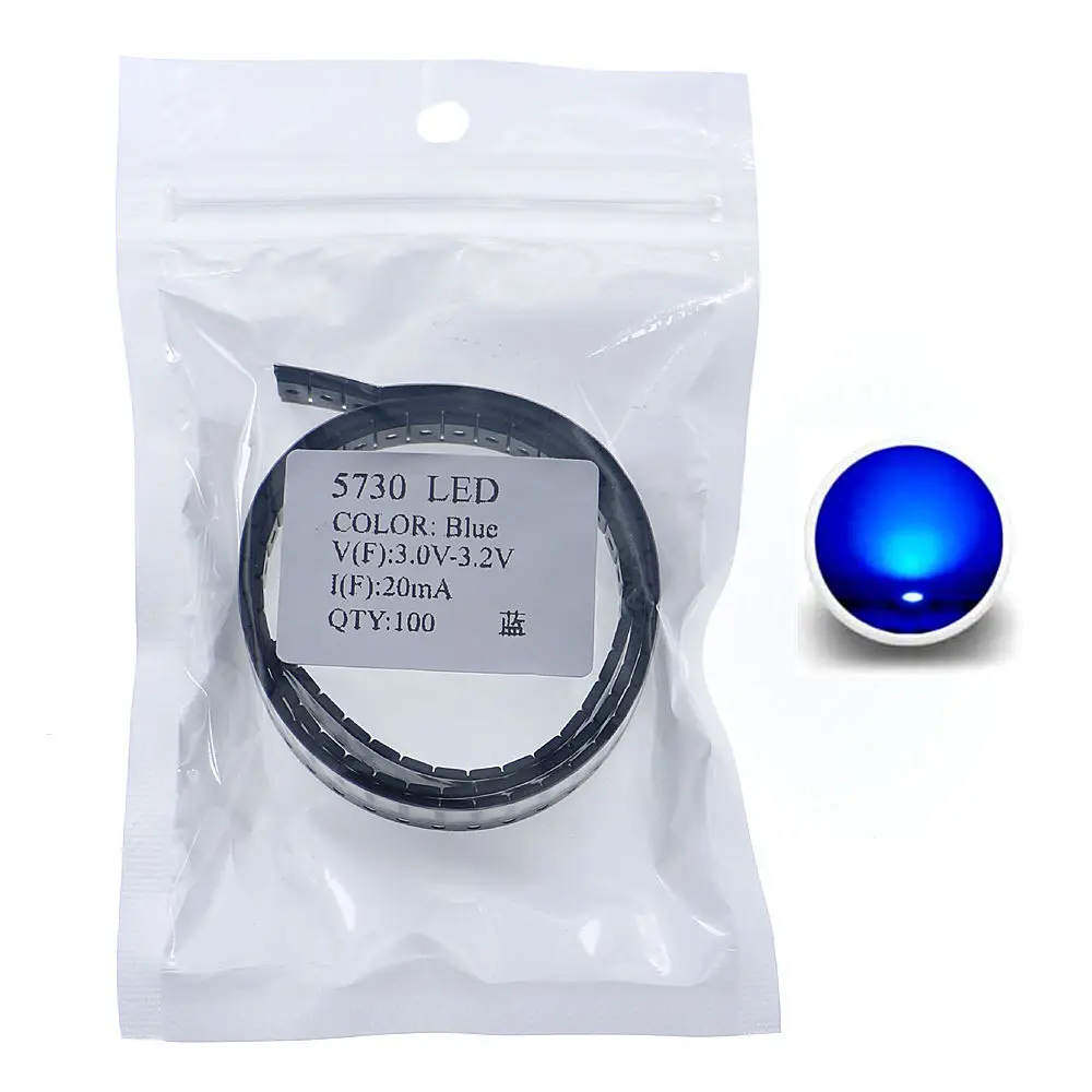 100 шт. SMD 5730 (5630) светодиодный излучающая Диодная лампочка чип теплый холодный
