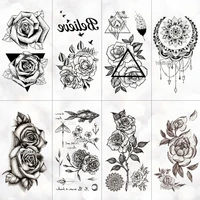 waterproof temporary tattoo stickers on the body art temporary men tattoos lines rose fake tattoo stickers temporary tattoos
