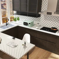 Self-adhesive kitchen bathroom waterproof wall stickers wallpaper lattice pattern tile stickers black and white lattice wallpape