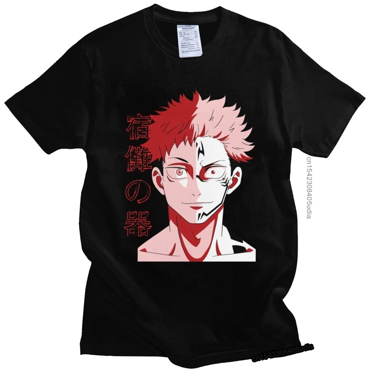 Fashion Japan Anime Jujutsu Kaisen Tshirt For Men Graphic Sukuna T-Shirt O-Neck Pure Cotton Manga T Shirt Camisa Streetwear