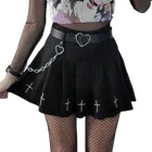 Женские готические мини-юбки с высокой талией в стиле панк, Женская плиссированная мини-юбка с перекрестным узором