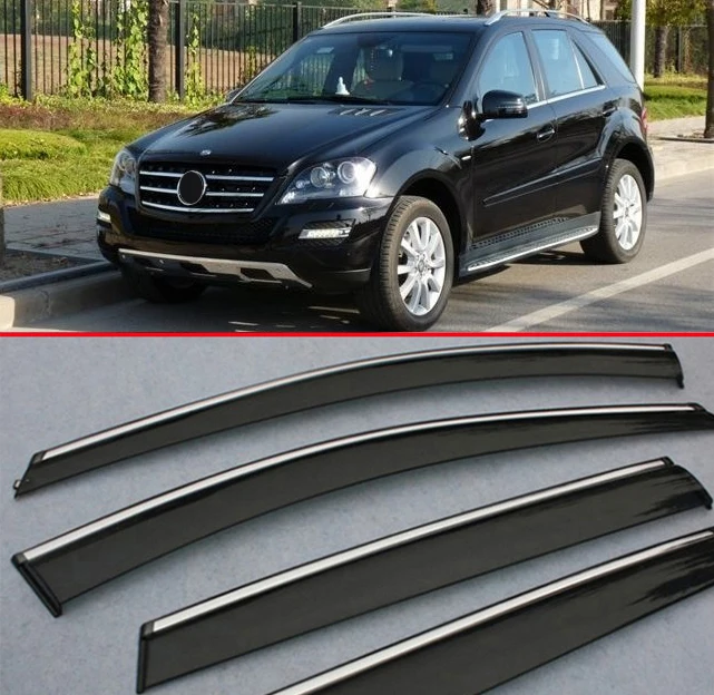 

Plastic Exterior Visor Vent Shades Window Sun Rain Guard Deflector For Benz ML350 320 W164 ML-Class 2010 2011 2012 2013 2014