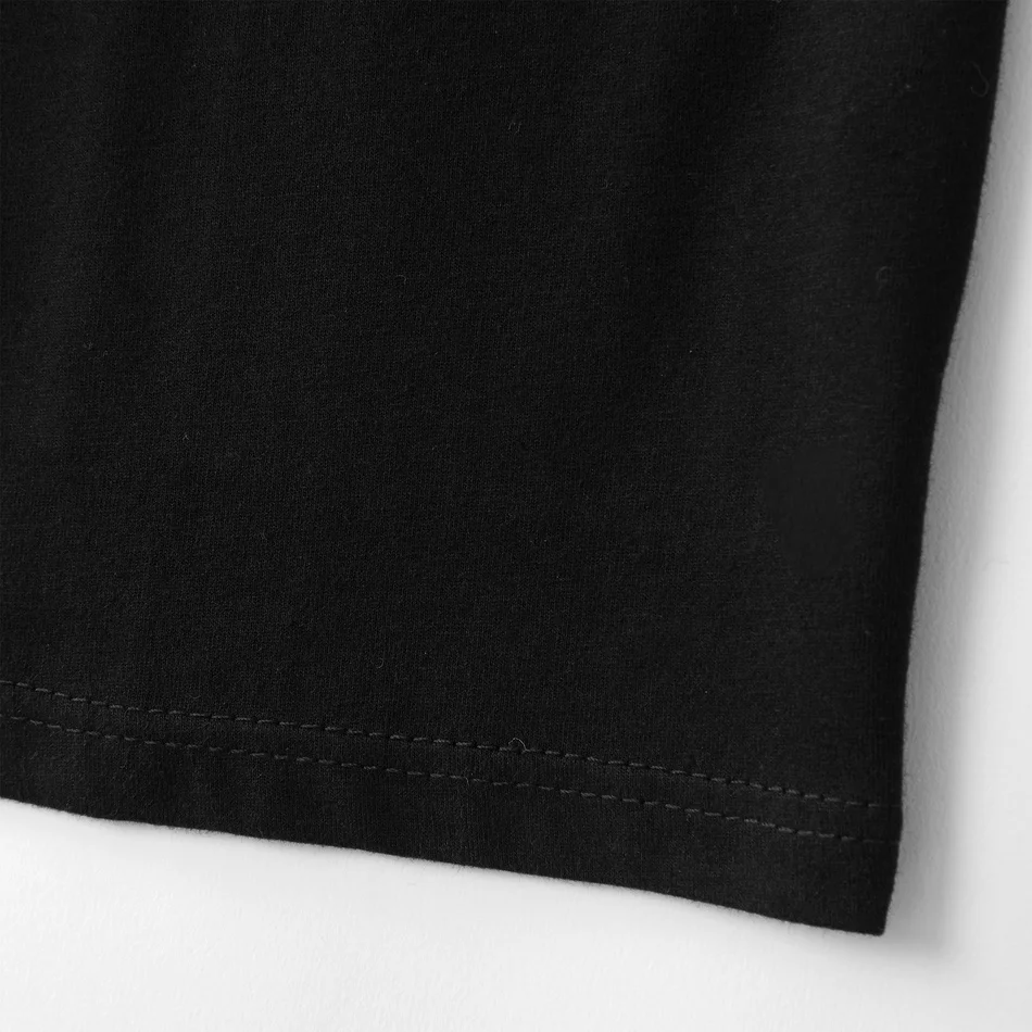 

PatPat 2021 New Arrival Summer Letter Print Black Cotton T-shirts for Dad and Me for Woman Short Sleeve and Toddler Clothes