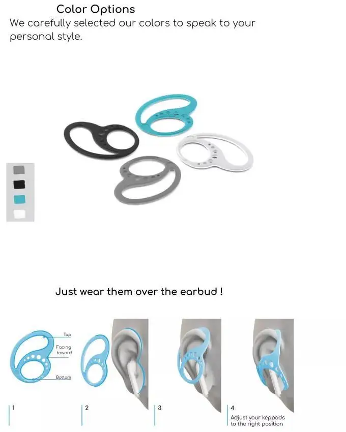 

8pc Keepods Keeps Your Earbuds Secure, No Matter The Activity Earbuds Secure(1 pair black,1 pair white, 1 pair blue, 1pair grey)