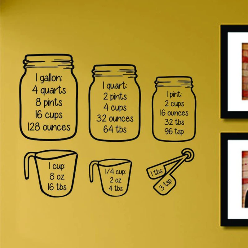 Мерные чашки настенная наклейка домашний декор для кухни преобразование выпечки