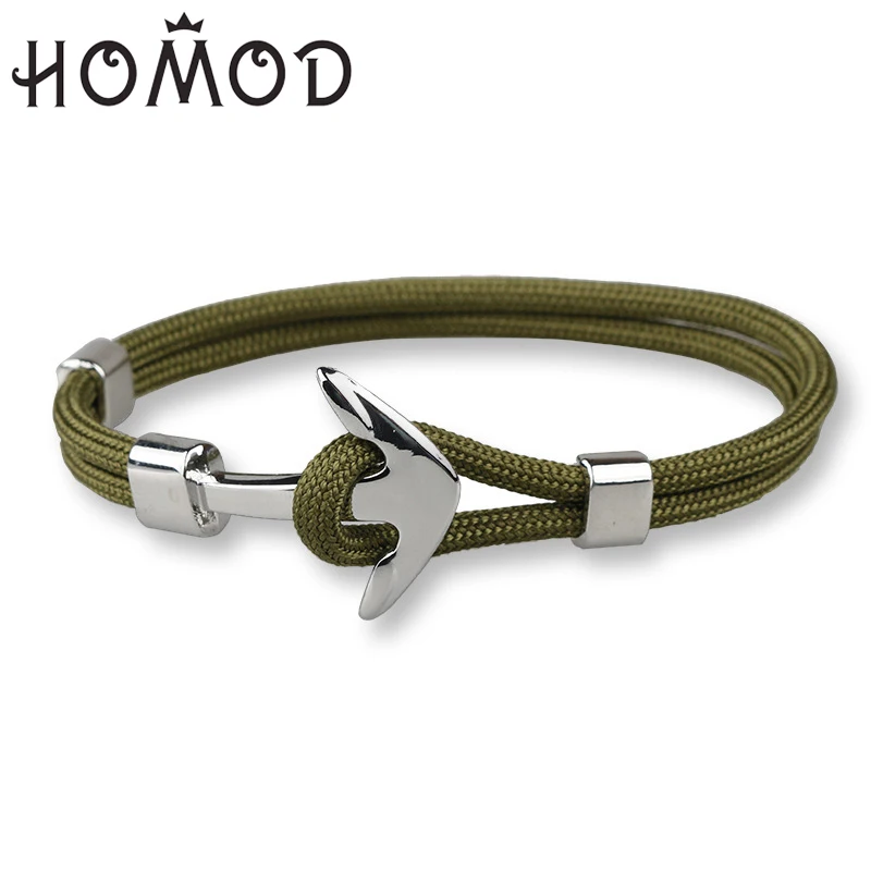 HOMOD, новинка, модные черные браслеты с якорем, мужские очаровательные веревки для выживания, цепь-Паракорд, браслет, Мужская обертка, металлические спортивные крючки - Окраска металла: AA0562-8