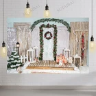 Фон для фотосъемки в помещении Рождественский венок деревянная дверь Рождественская елка украшение для вечеринки реквизит для детской фотобудки