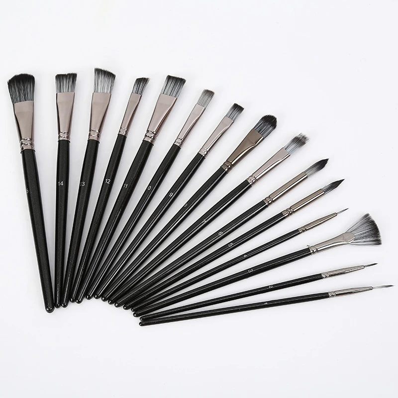 

15Pcs Paint Brushe for Watercolor Nylon Hair Set Brushes Variety Style Short Rod Oil Acrylic Painting Brush Pen Art Supplies