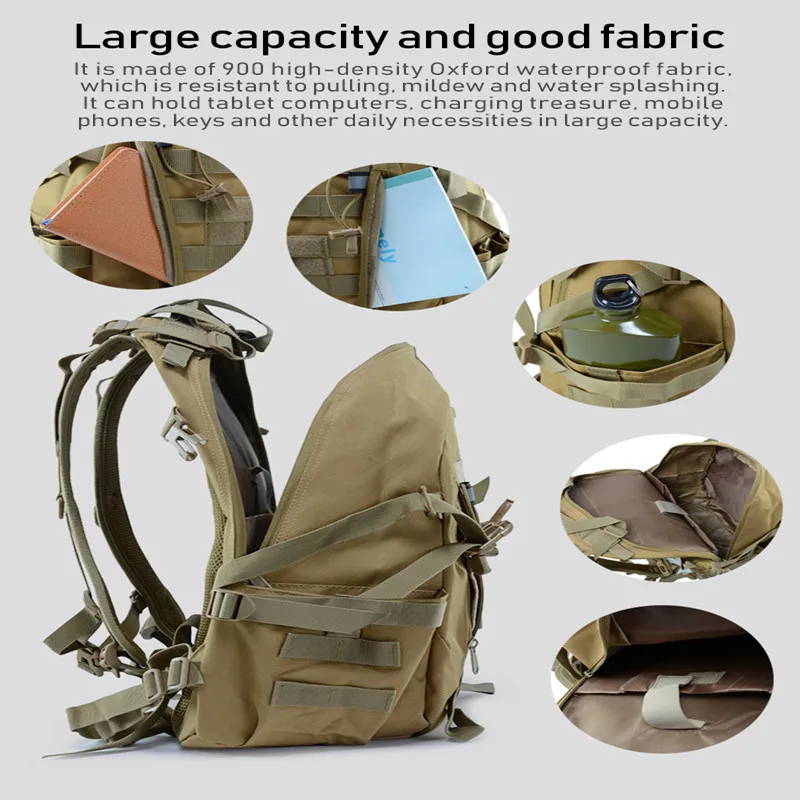 

Водонепроницаемый Камуфляжный тактический рюкзак, военный армейский рюкзак для походов, кемпинга, путешествий, альпинизма, уличная спорти...