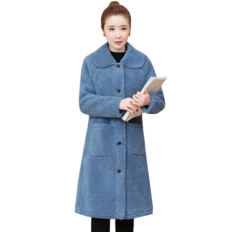 Модное плюшевое пальто размера плюс из овечьей шерсти новые зимние женские