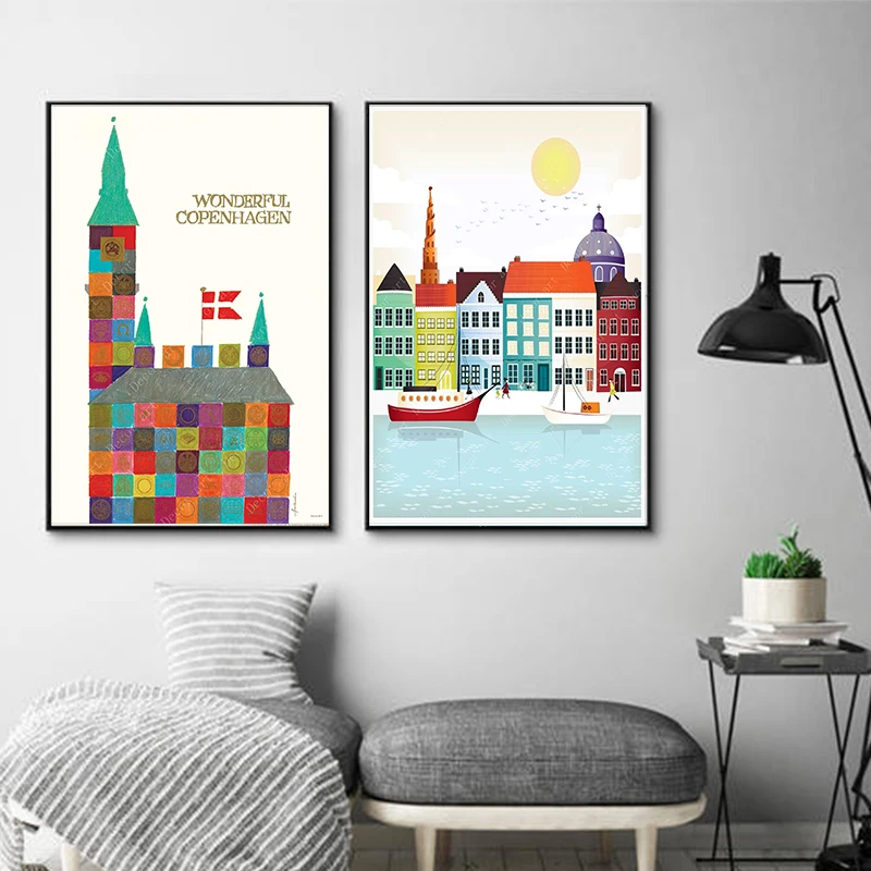 Сказочные сказки Дания Копенгаген холст картины винтажные Путешествия стены