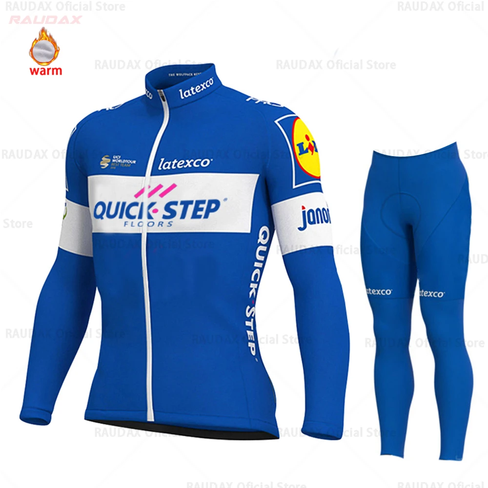 QUICK STEP Pro Team велосипедная Джерси, Зимняя Теплая Флисовая велосипедная одежда, набор велосипедных комбинезонов и штанов, MTB Ropa Ciclismo Maillot одежда
