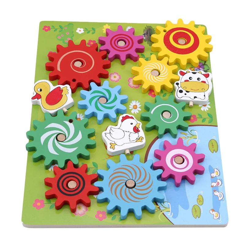 

Kids Wooden Animal Gears 3D Block Assembly Animal Assembled Building Blocks Montessori Materials Toys Education Gift