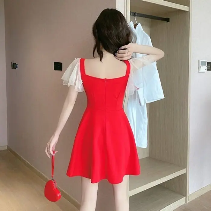 

Online Influencer Summer 2020 New Sexy Low-Cut Women's Backless Flying Sleeves Technician Overalls Dress Fashion