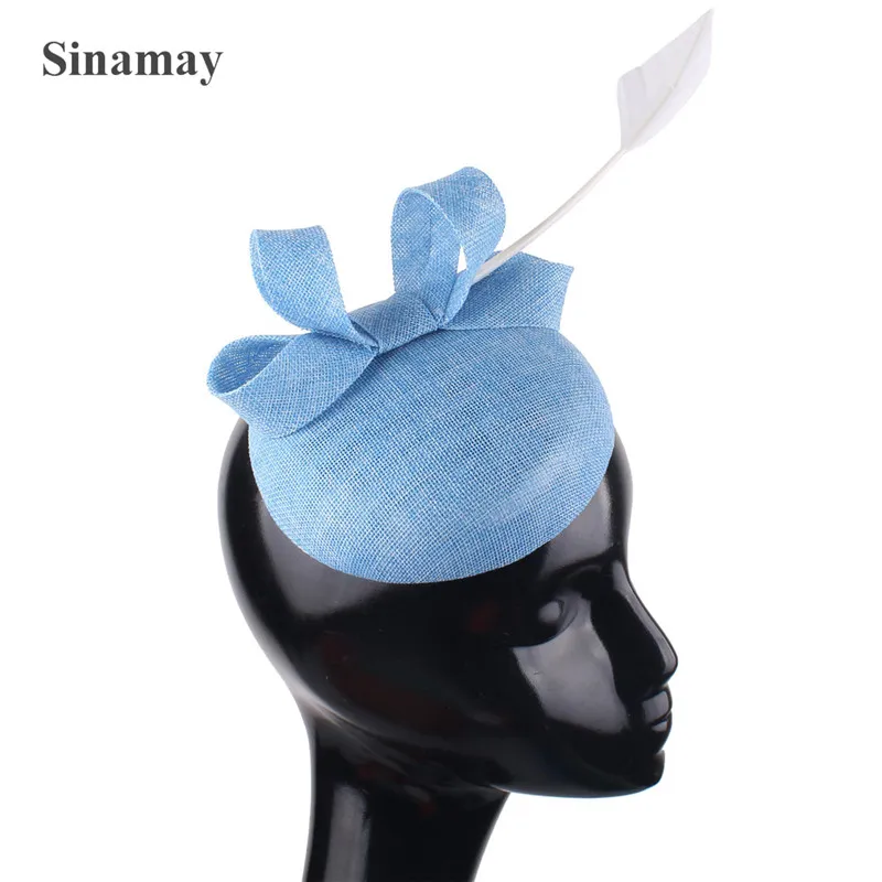 New Fashion Accessories Feather Pink Bow Millinery Hair Fascinators Wedding Hat Bridal Married Church Fedora Lady Pillbox Caps |