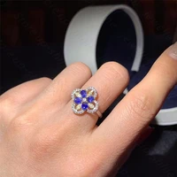 new natural sapphire ring 925 silver womens ring simple and lovely