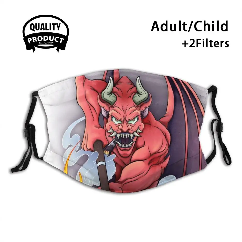 

Devil'S Luck Reusable Mouth Mask Filter Cool Kawaii Funny Custom Design Masks Devil Demon Billiards 8Ball Tattoo