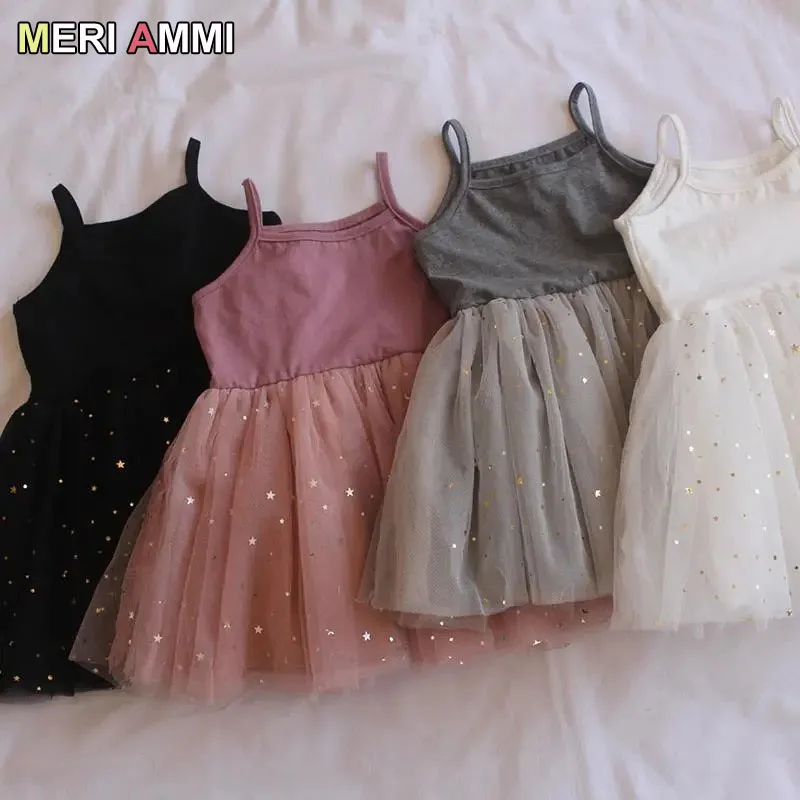 Мери ами Одежда для маленьких девочек С изображением луны и звезд платье с пышной