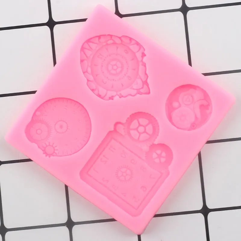 Steampunk Clock Silicone Molds Baby Birthday Cupcake Topper Fondant Cake Decorating Tools Candy Clay Chocolate Gumpaste Moulds | Дом и сад