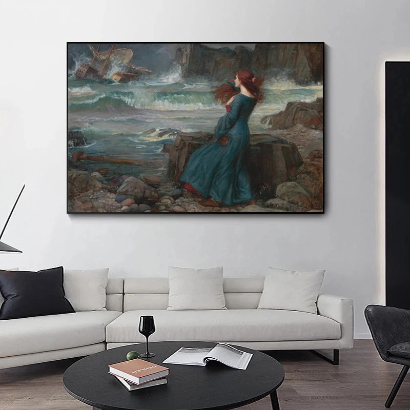 Картина на холсте Миранда Джон Уильям Уотерхаус Tempest постеры и принты настенные