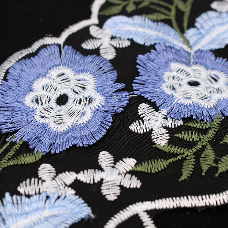 1 ярд красочный цветок красный кружевной край отделка Лента ткань вышитая