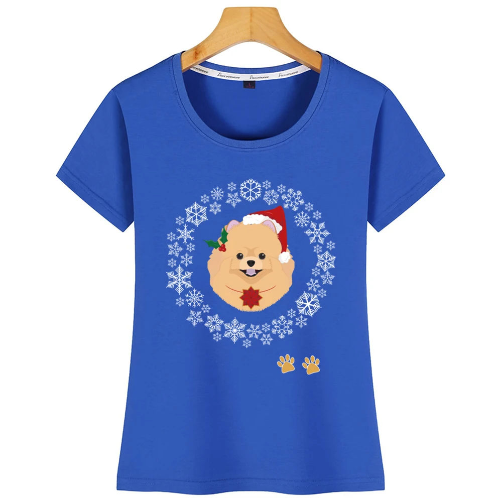 Женские футболки забавные своего померанского шпица собака вeчeринки yкрaшeнa снег