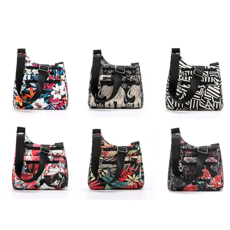 

Nylon Printed Multi-Pocket Crossbody Purse Bags for Women Travel Shoulder Bag H8WD