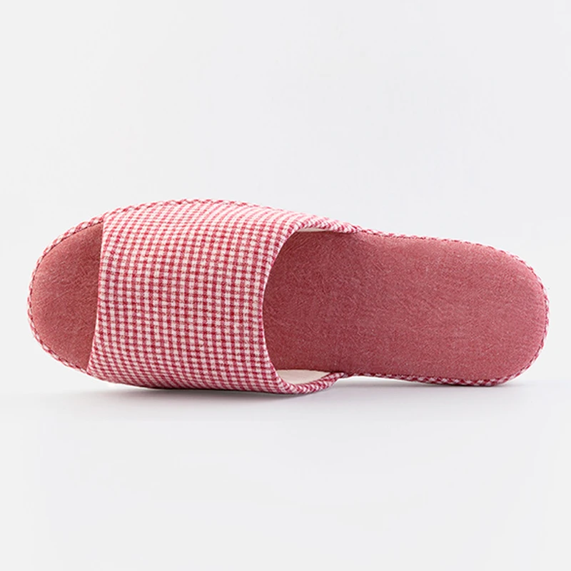 POSEE/Хлопковые льняные тапочки Мягкие домашние в полоску Сезон весна лето Женские