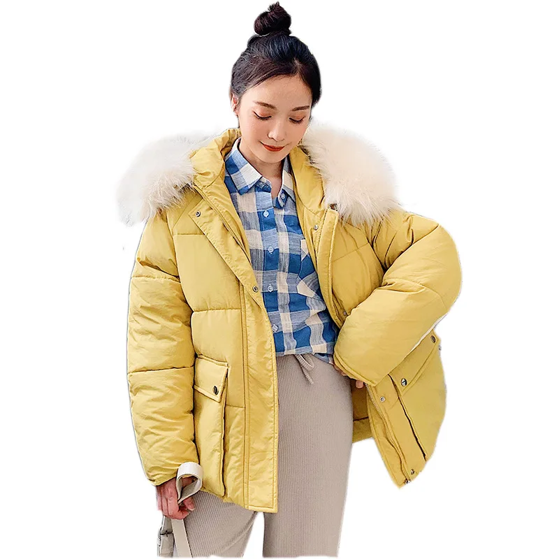 Шикарное короткое меховое пальто с капюшоном хлебобулочное зимнее пуховое