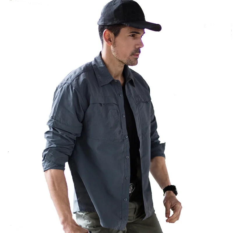 Летняя быстросохнущая рубашка для улицы Мужская походная съемные военные