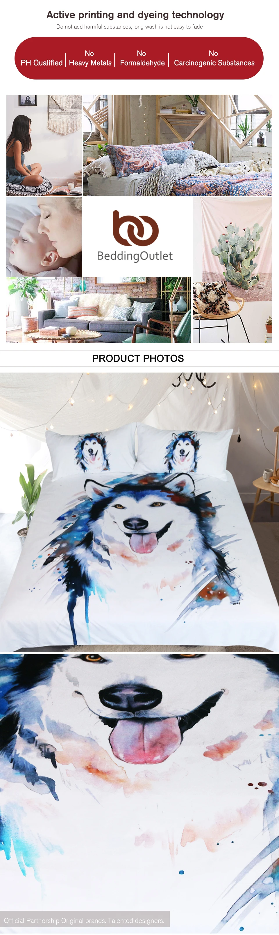 Husky by Pixie Комплект постельного белья холодного искусства с животным принтом, пододеяльник, акварельный Комплект постельного белья для детей, милая собака, домашнее животное, постельное белье из 3 предметов