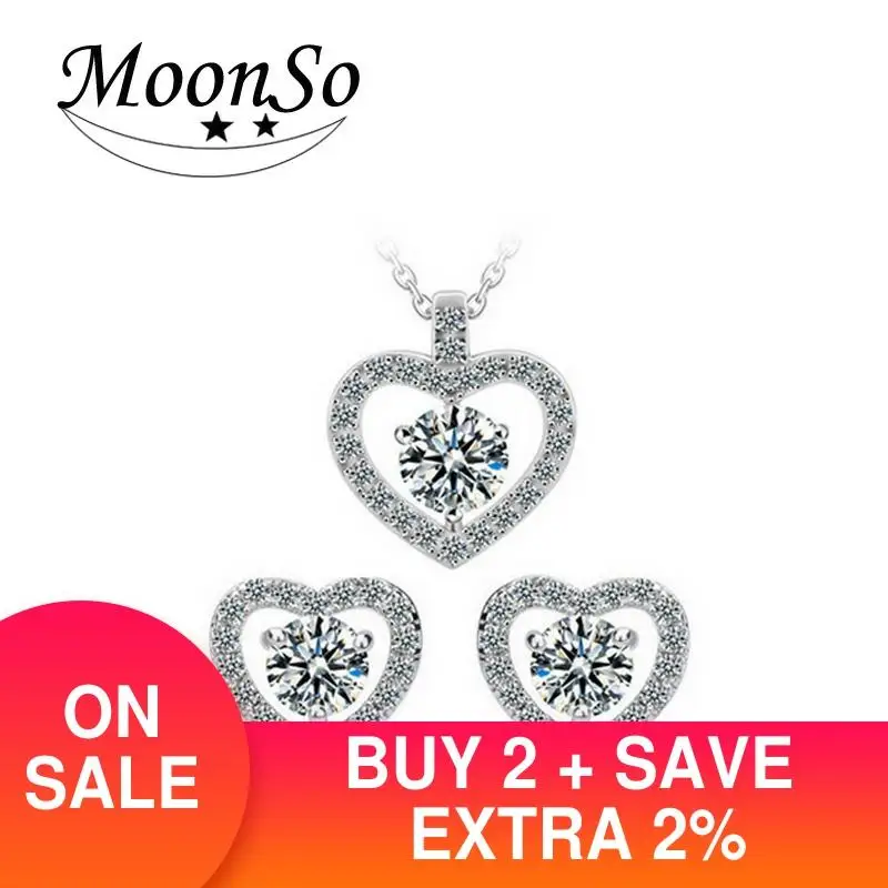 2 шт. в лоте 925 стерлингового серебра ювелирные изделия набор форме сердца