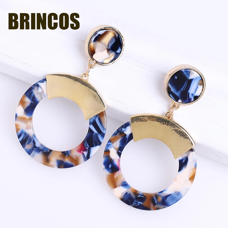 16 Версия handmadeCC сережки blueearringsblueearrings акриловые серьги женские орнаменты богемные золотые осыпающиеся ретро звезды корейские - Окраска металла: 16