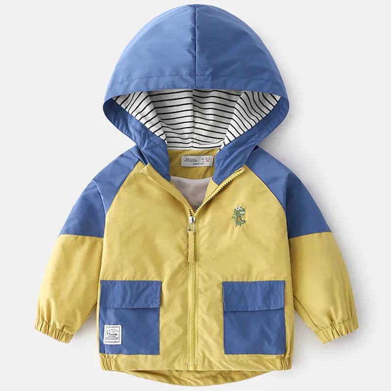 

Autumn Baby Cartoons Clothes And Multicolor Splicing New Product Middle Small Boys Kids Windbreaker Children Assault Hooded Oute