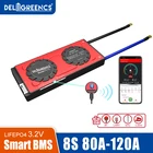 Аккумуляторный блок Smart BMS 8S, 80 А, 100 А, 485 а, с приложением UART 3,2, Bluetooth, 24 В, LiFePO4, с номинальным напряжением в
