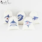 Сумки для вечеринки в честь Дня Рождения акулы, сумки для конфет, подарочные сумки с тематикой морских животных, сумки для детских подарков на день рождения, товары для вечеринок