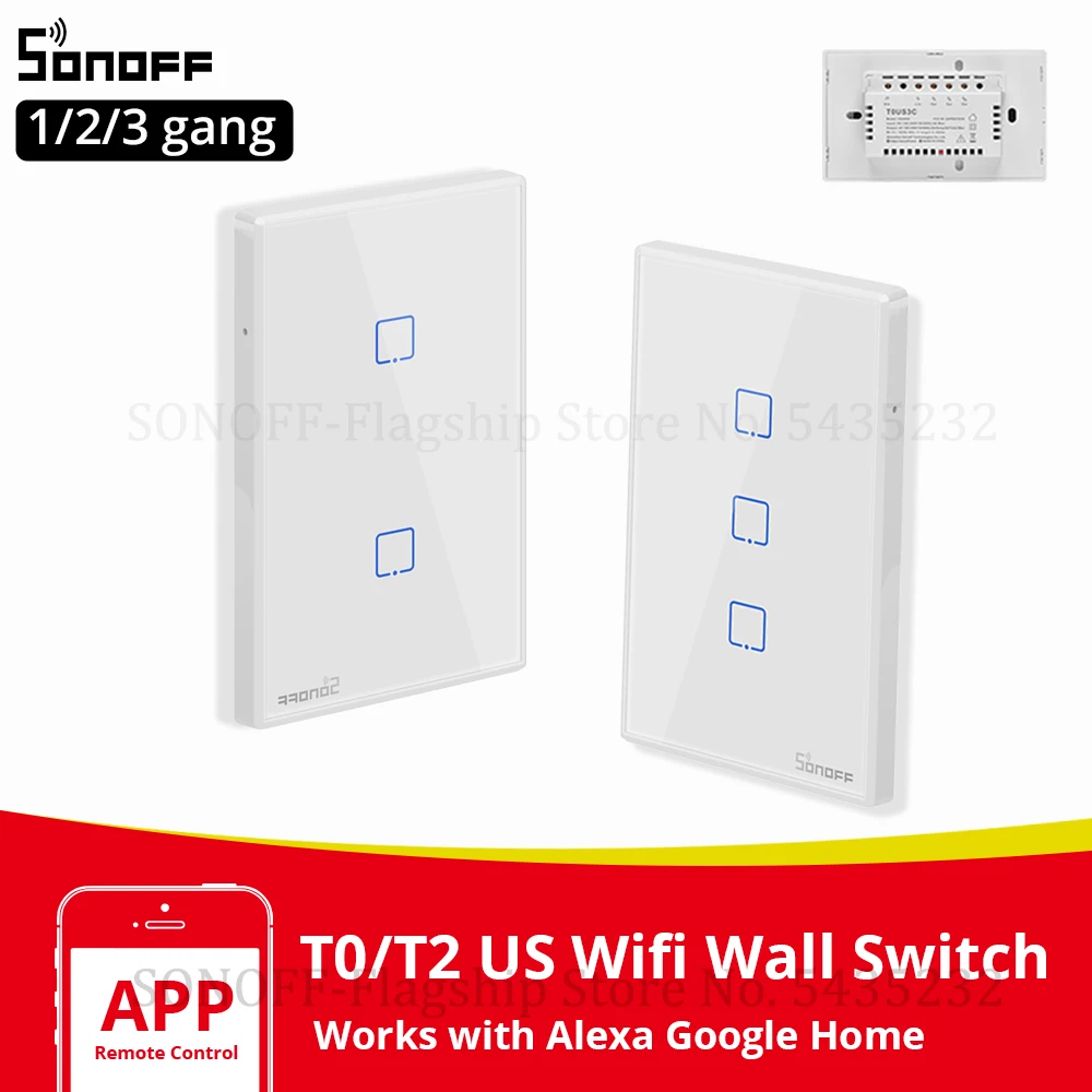 Сенсорный выключатель Itead SONOFF T0/T2 US умный настенный wi fi переключатель стандарт