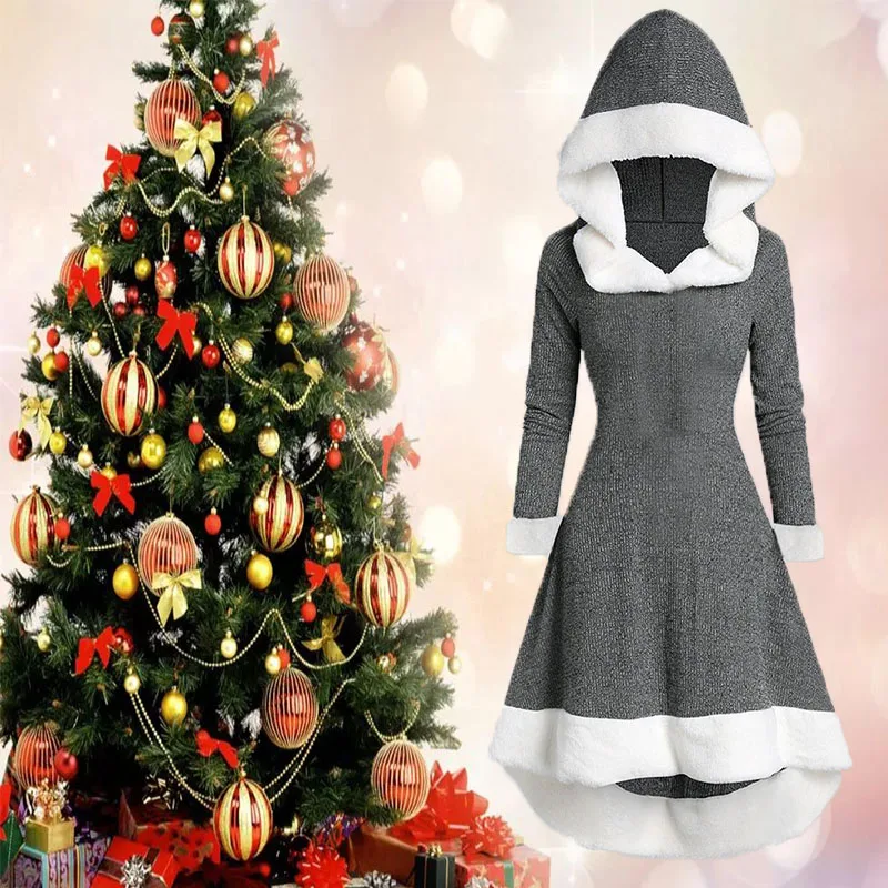 

Женское Фланелевое платье на шнуровке, винтажное платье с длинным рукавом и высоким разрезом на Рождество, 2020