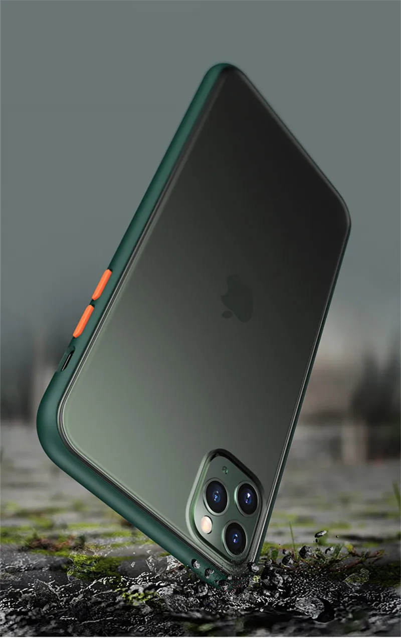 Luxury Transparent Matte Case For iphone 11 Pro XS MAX XR X Hybrid Shockproof Silicone Phone Case For iPhone 6 6s 7 8 Plus Cover