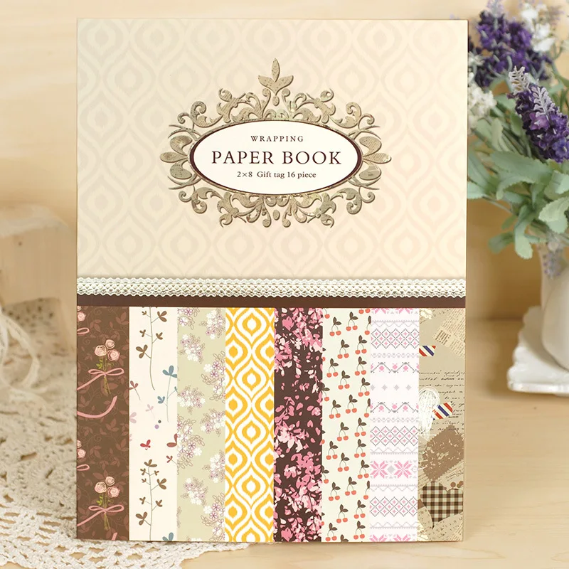

3 Styles 16 Sheets Creative Colorful Lovely Small Fresh Book Gift Wrapping Paper Collection